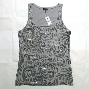Express Gray Sequin Tank Top